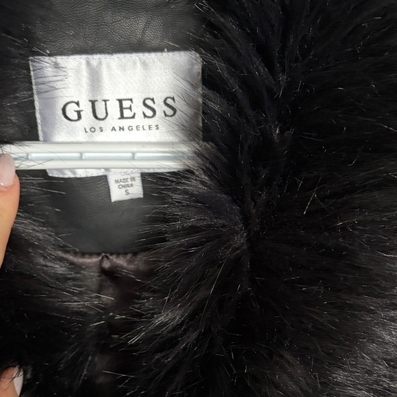 Guess Women's Black Chevron Faux Fur Vest - Picture 3 of 3